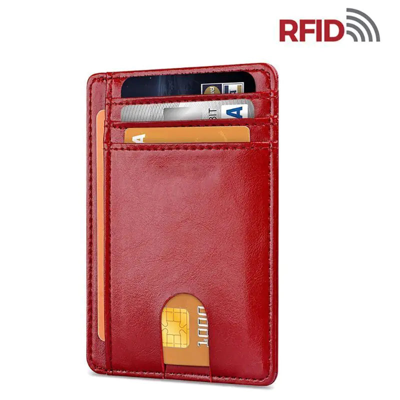 Men's Leather Slim Wallet Credit Card Holder