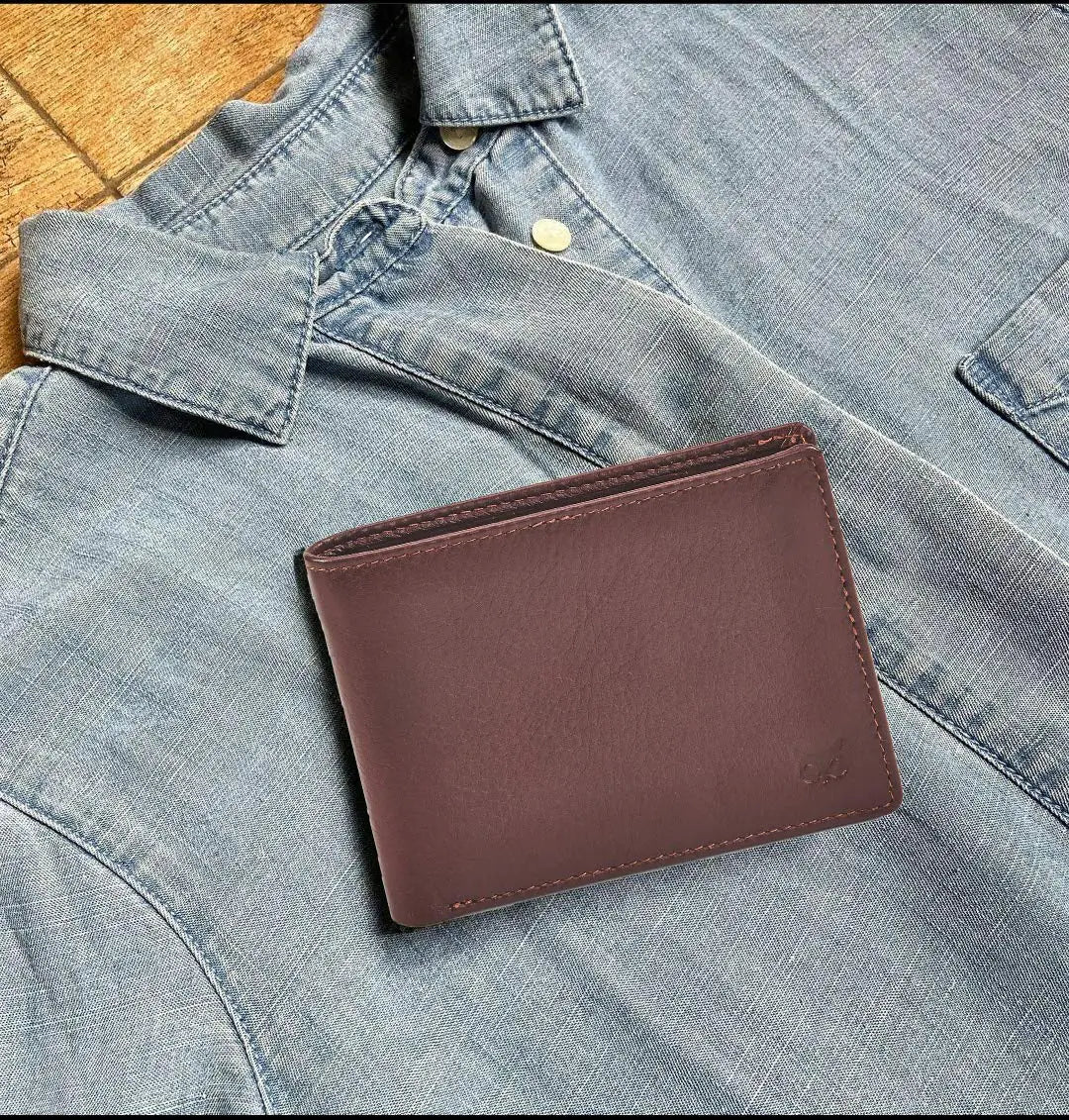 Real Leather Men's Bifold Wallet Blocking Slim