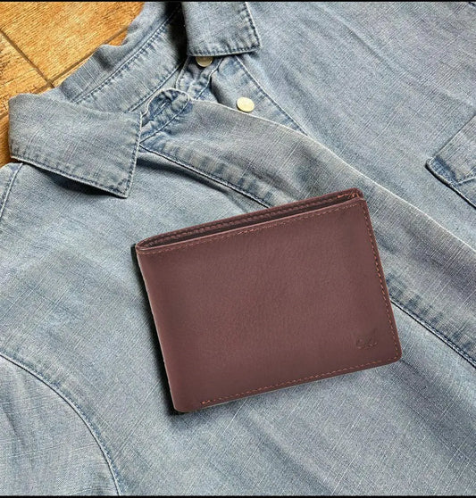 Real Leather Men's Bifold Wallet Blocking Slim