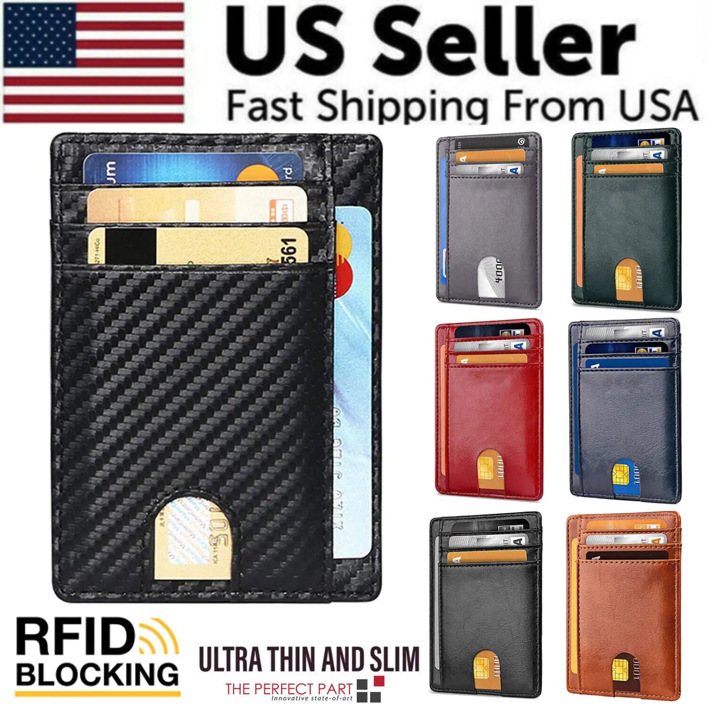 Men's Leather Slim Wallet Credit Card Holder