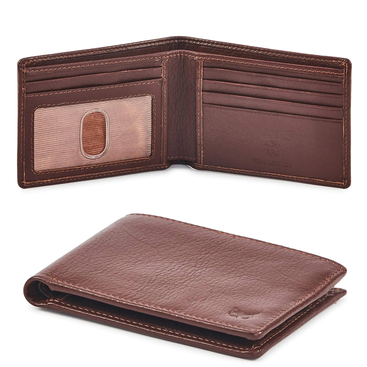 Real Leather Men's Bifold Wallet Blocking Slim